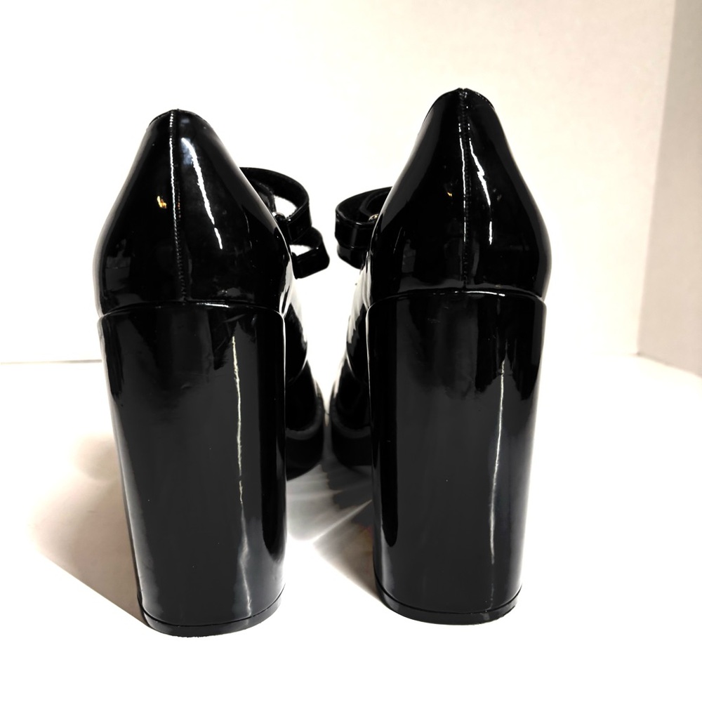 STEVE MADDEN Platform Twice Patent Black Mary Jane Squared Heel Shoes Size 8 - Picture 5 of 10